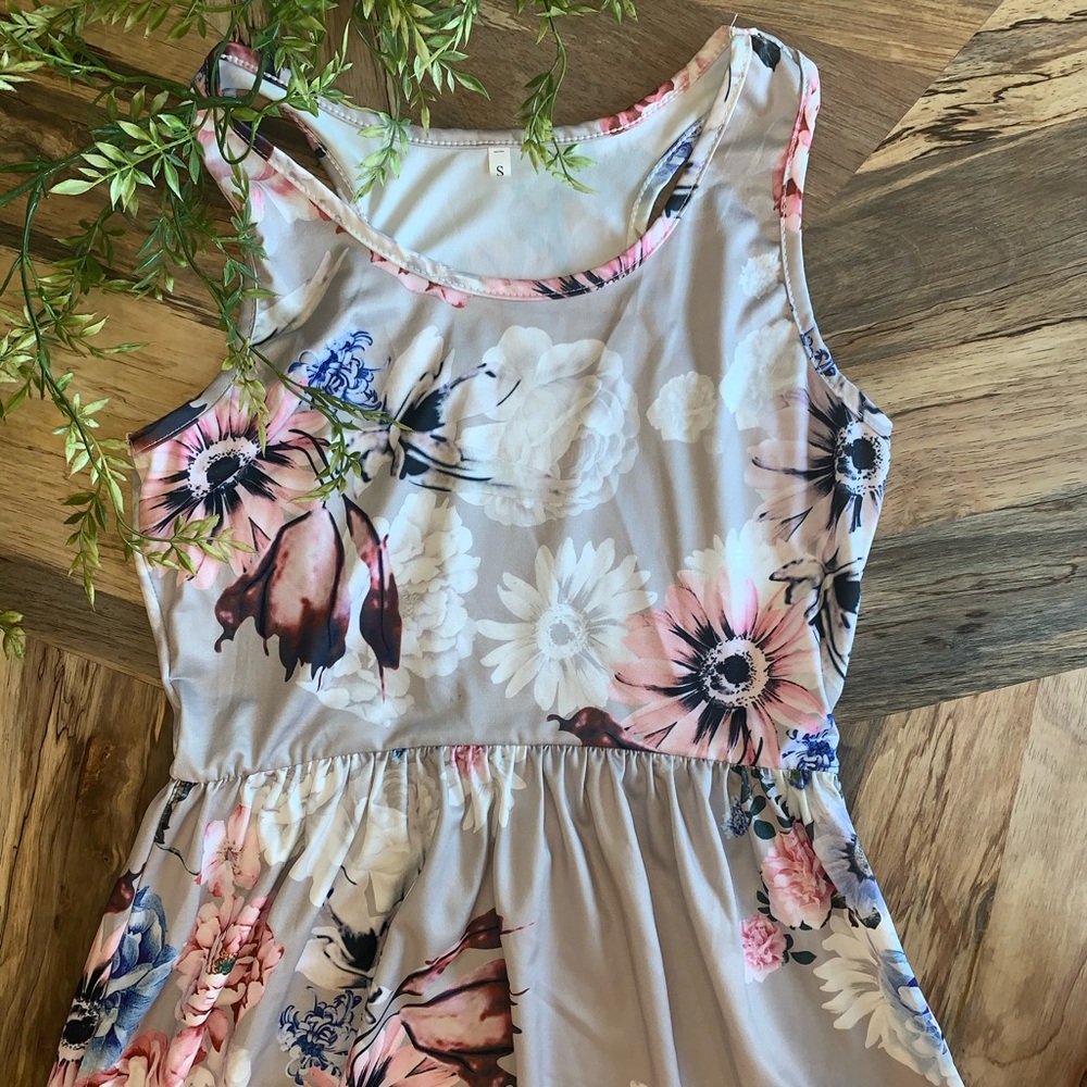 Gary, pink, blue floral maxi dress!!